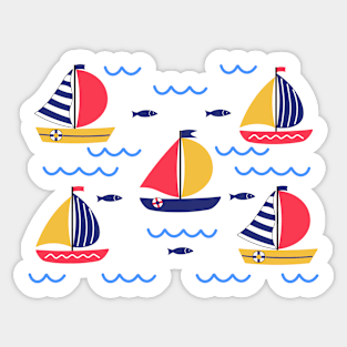 Sailboat regatta in sea ocean. Summer outdoor sports activity concept. Sticker